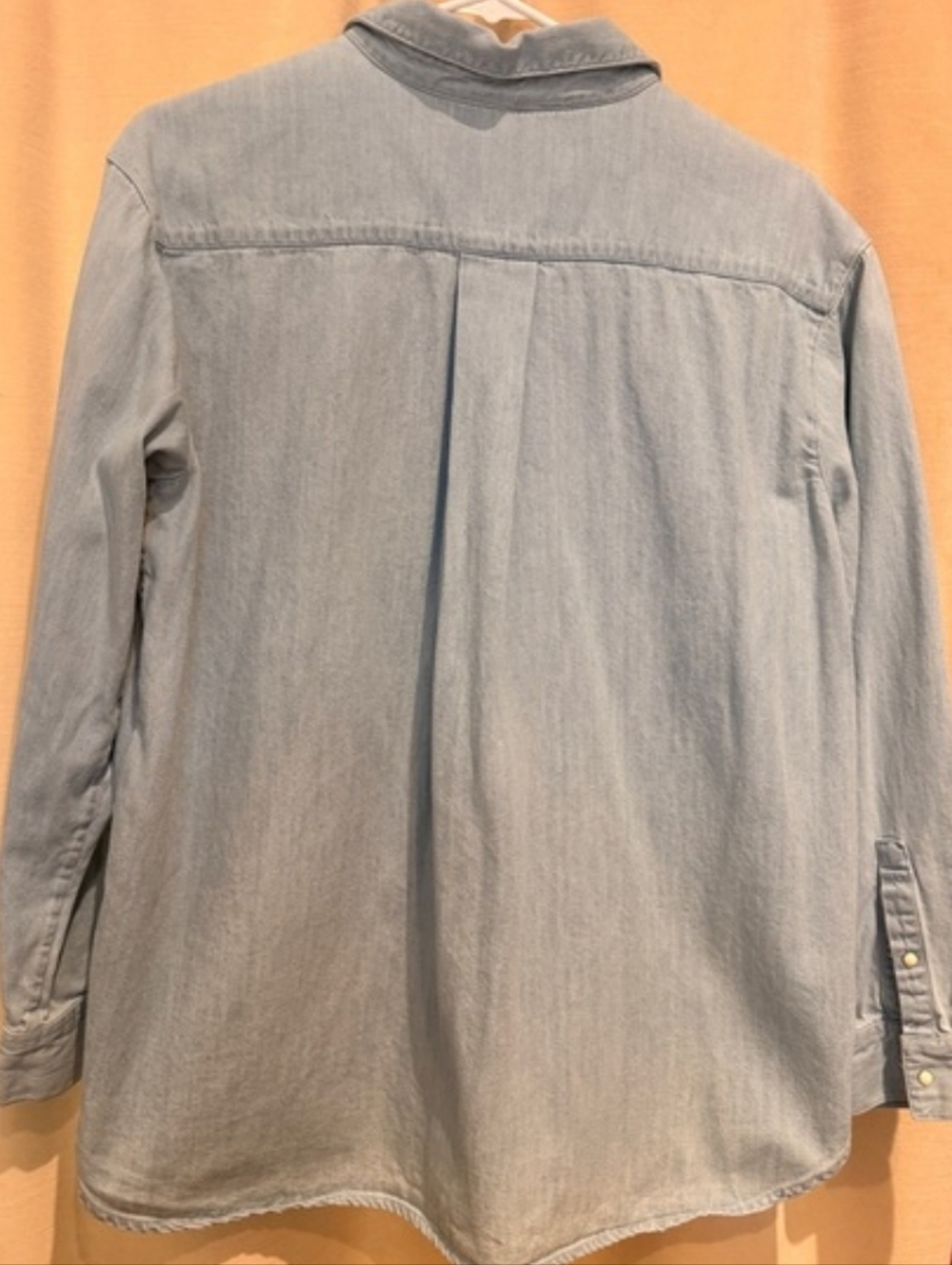 Sezane Max Mother Of Pearl Snap Buttons Down Shirt Light Denim Size 32 - Picture 7 of 10